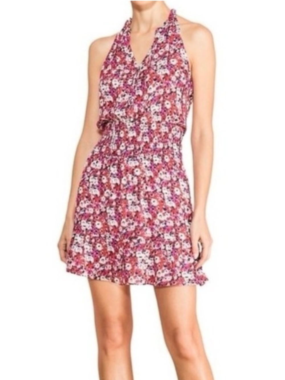 NWT Parker Silk Blend Aruba Garden Floral Halter Dress Elastic Waist Small